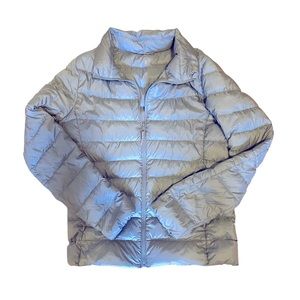 MEDIUM LIGHT BLUE UNIQLO PUFFER JACKET - NYLON, LIGHTWEIGHT